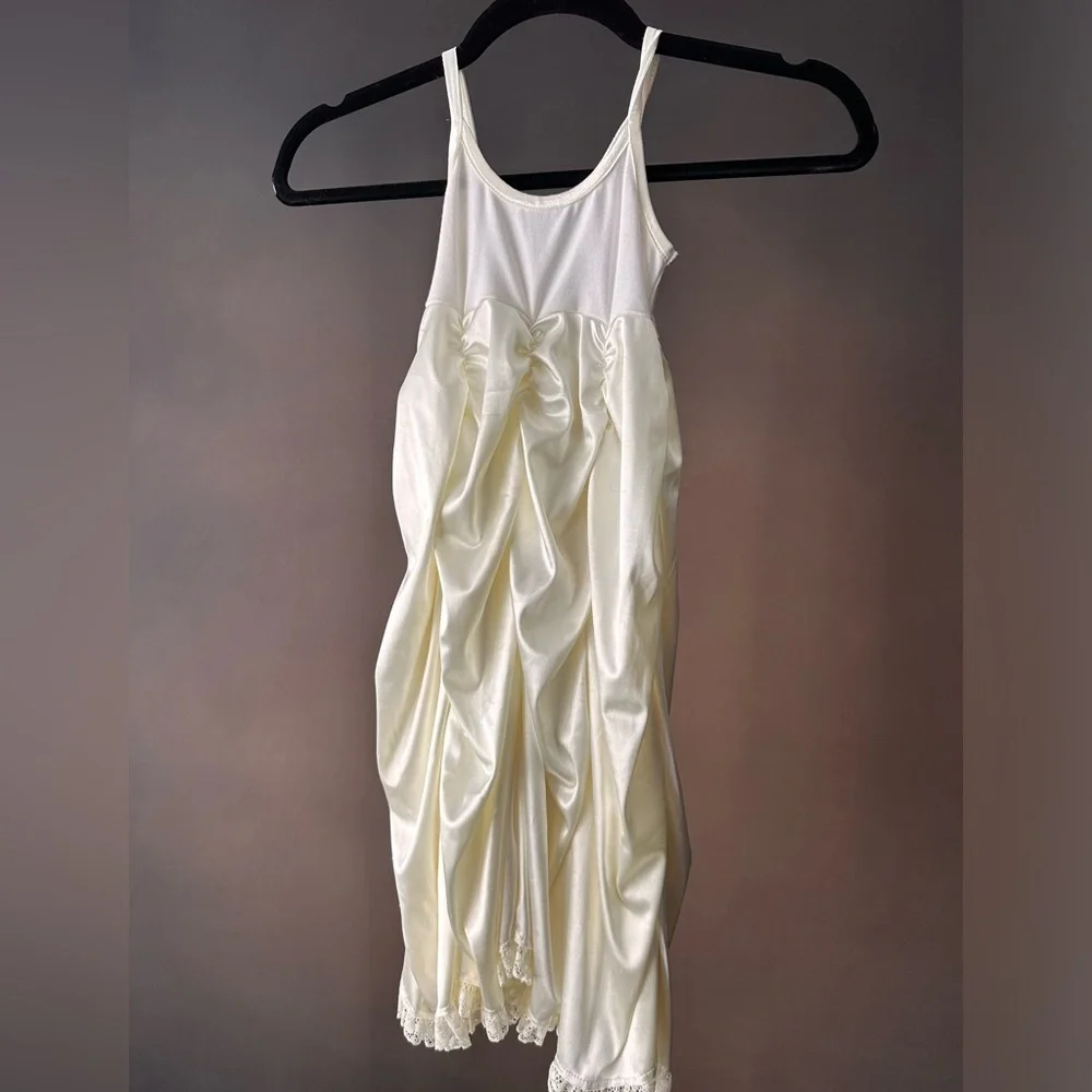 White silk kids dress formal #B3